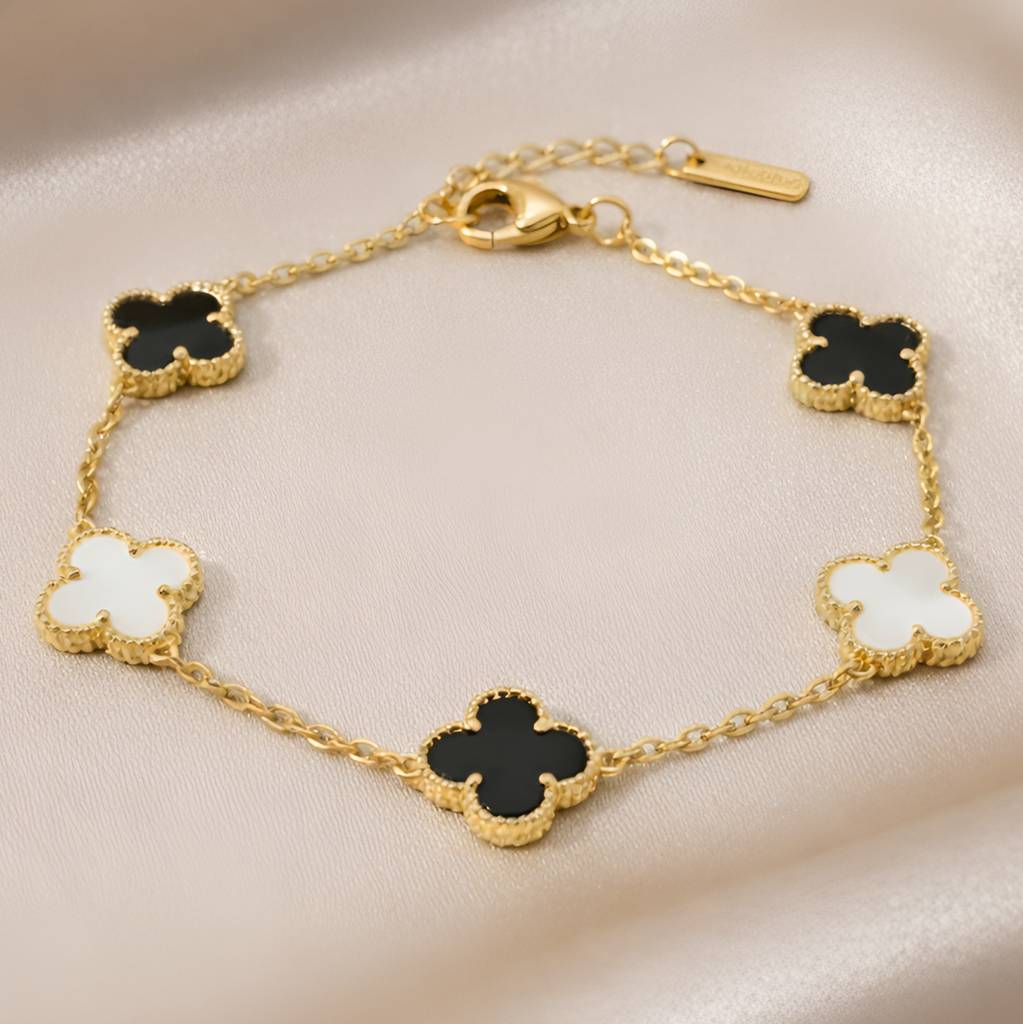 Gold Plated Elegant Floral Clover Adjustable Anti-Tarnish Bracelet : HSPS60MB1576