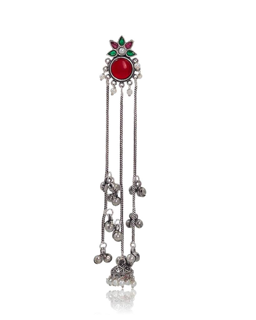 Oxidised Silver Kashmiri Chain Drop Earrings : NA_ST_ER_262_2