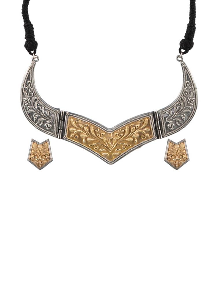 Vriksha Dual-Tone Necklace Set : OXYNS1675