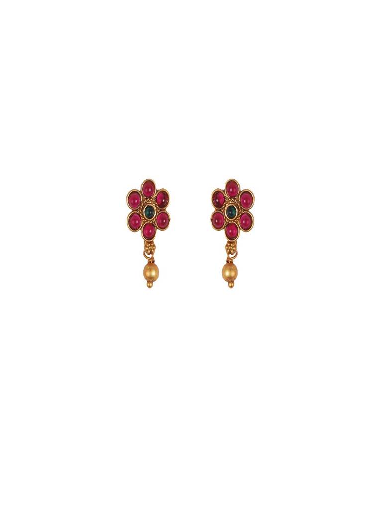 Gold Plated Ruby Green Kempu Hasli Necklace Set : Kempu106multi