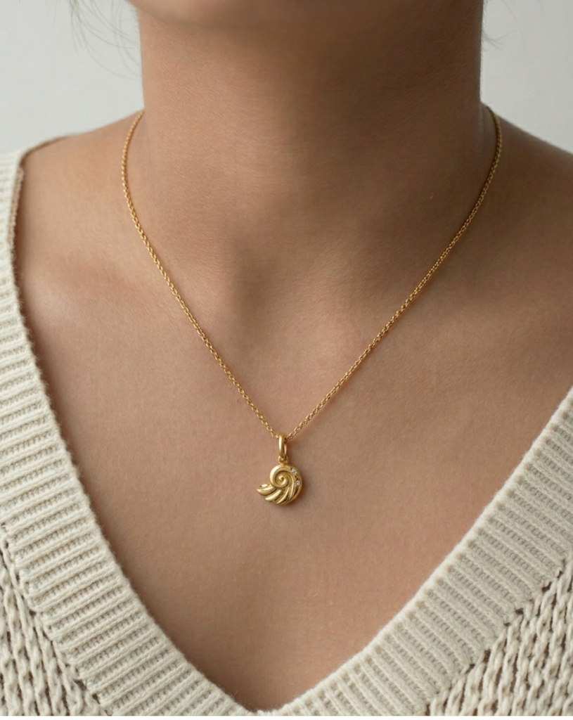 Recycled 925 Sterling Silver Coral Swirl Necklace – Handcrafted Everyday Wear : N13_G
