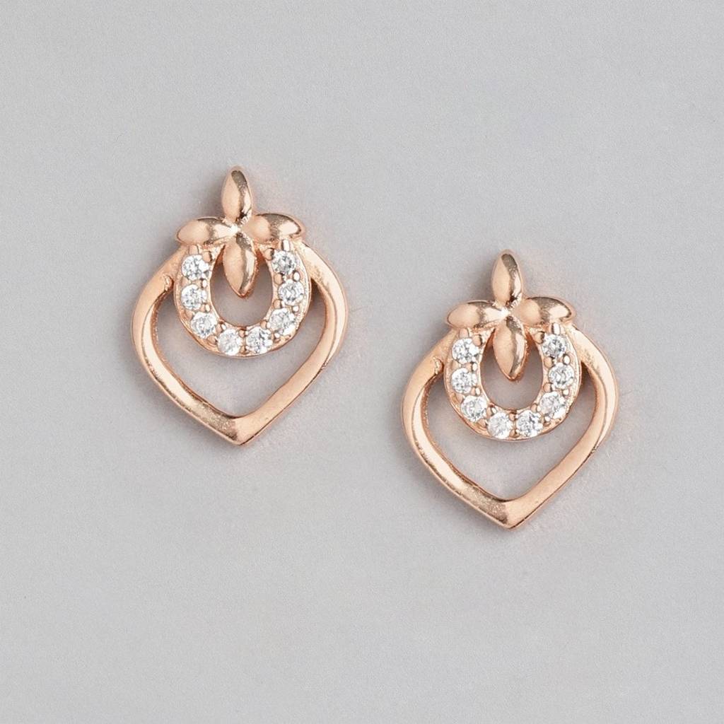 Radiant Rose Gold Glow Cz Rose Gold-Plated 925 Sterling Silver Earrings : EAR-20574-RG