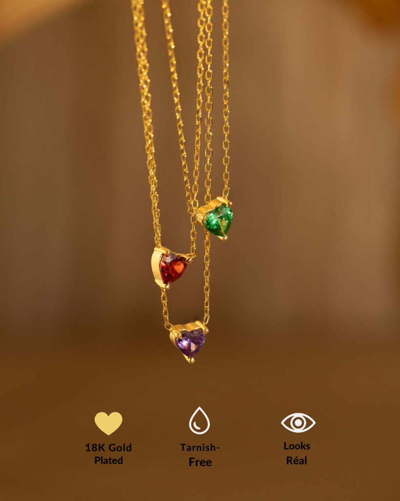 Birthstone Necklace For Women | Premium Heart Shaped Pendant Necklace | September Sapphire : CJLX225410109IR