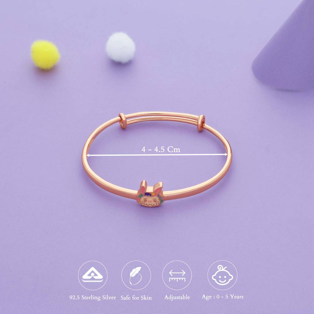 Sweet Pixie Rose Gold Polish 925 Kid Silver Bangles (0–5 Yrs) : KB-CC-RG-U-336-P