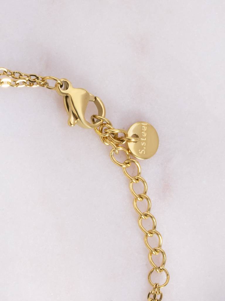 Flat Disc Linked Layered Bracelet For Women - Waterproof & Anti-Tarnish : BR0591