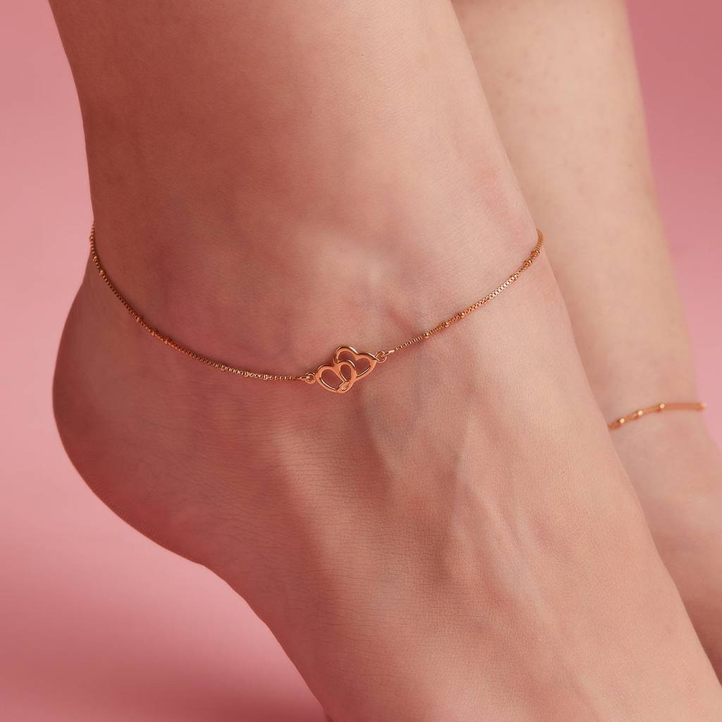Hearts Rose-Gold Plated 925 Anklet : ANK-60131-PAIR