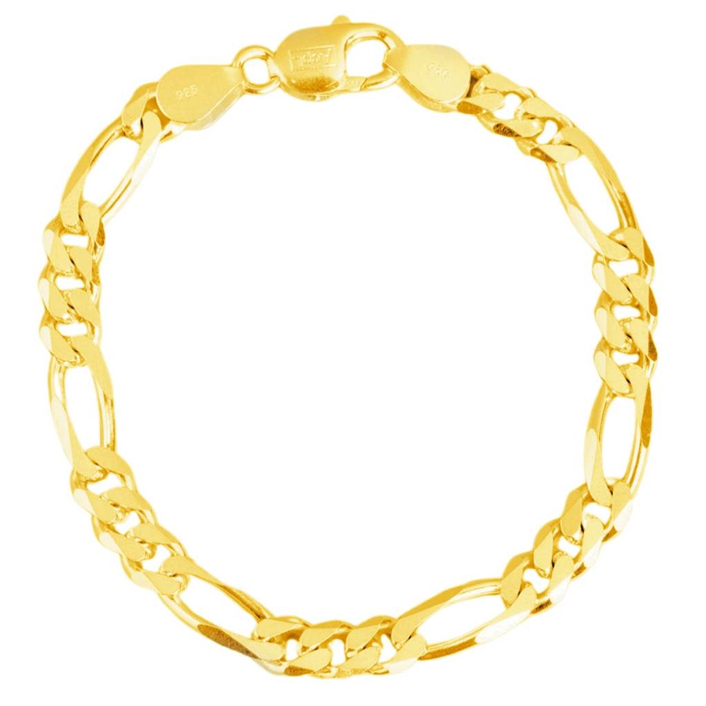 Luxurious Gold Plated 925 Sterling Silver Men'S Linked Bracelet : BR-80300-G