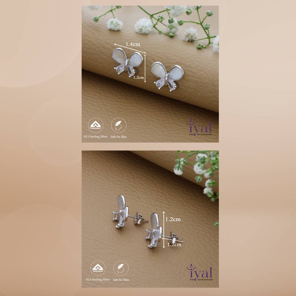 Shimmering 925 Silver Butterfly Stud Earring : ES-18