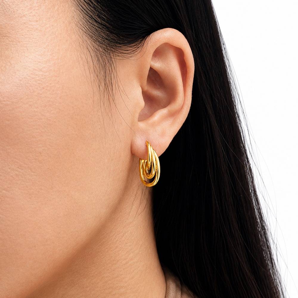 Women 18K Gold-Plated Emerald Green Cz Studded Eternity Ear Cuff : 101146
