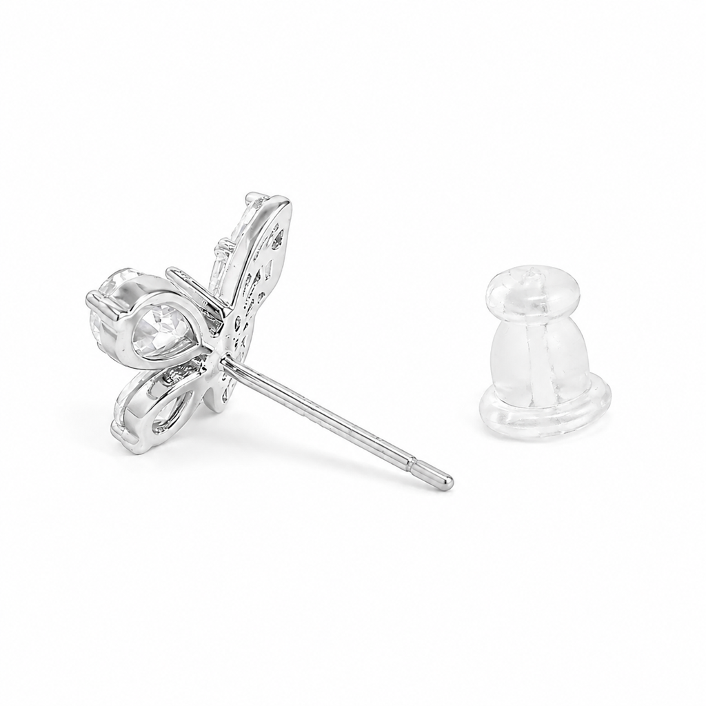 Silver Baguette Wing Sparkle Studs : WER00086