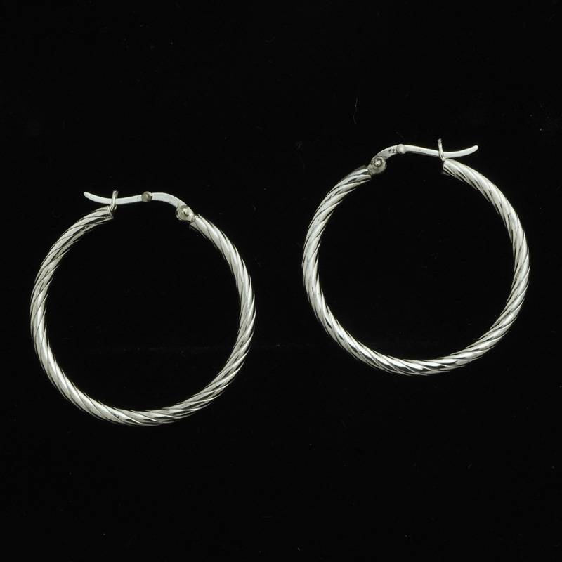 Circular Hoops Earring In 925 Sterling Silver | Silver Round Hoop Bali Earrings : TWP1169