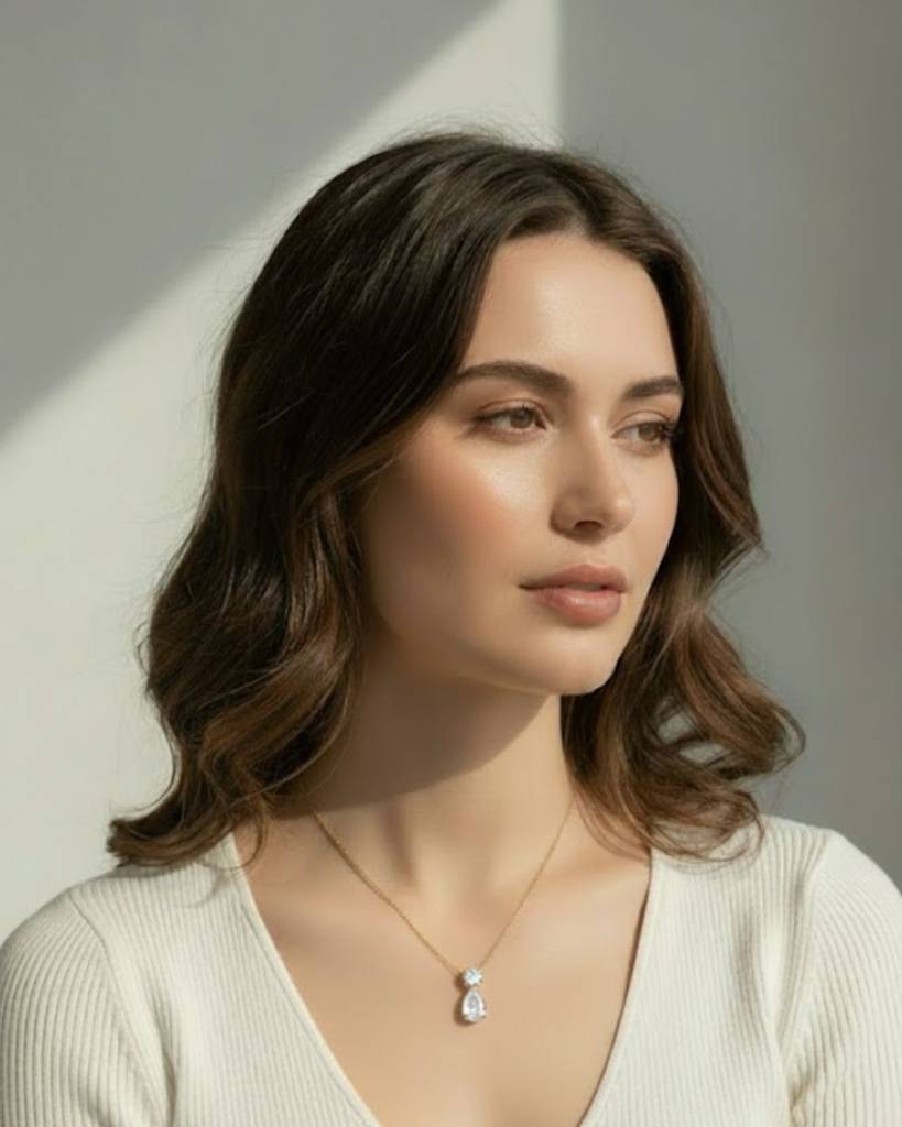 Birthstone Pendant Necklace For Women | Premium Pear Pendant Necklace | April Diamond : CJLX225403904DW