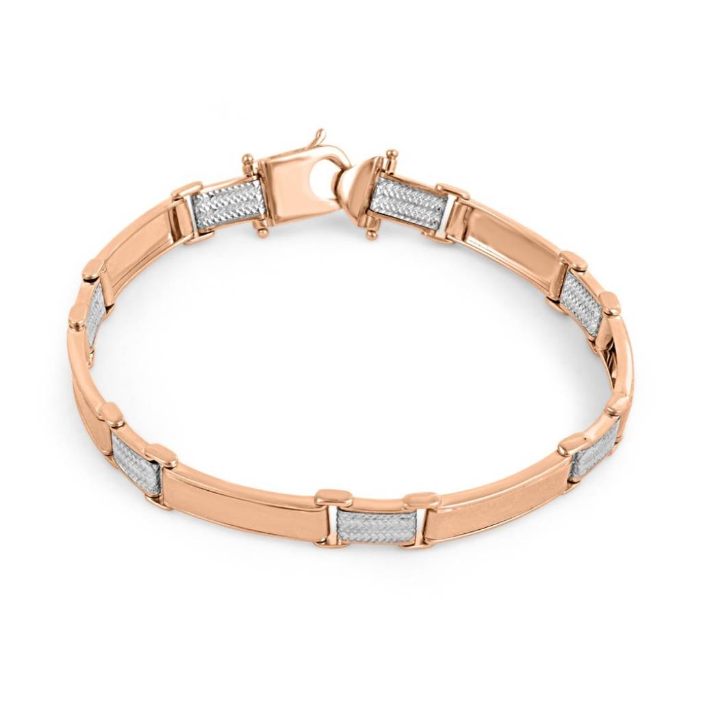 Classic Rhodium & Rose Gold Plated 925 Sterling Silver Men'S Bracelet : M-BR-80453-85-RRG