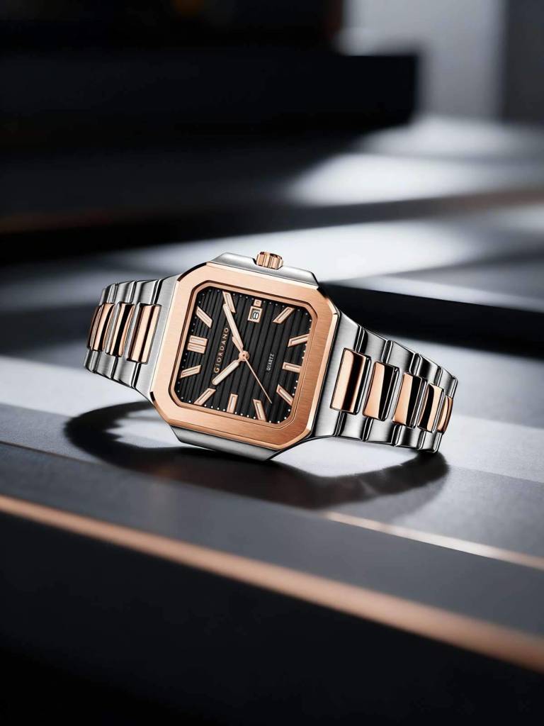 Giordano Square Formal Watch For Men Â Textured Dial,Day & Date Display And Stylish Stainless Steel Strap : GZ-50174-11