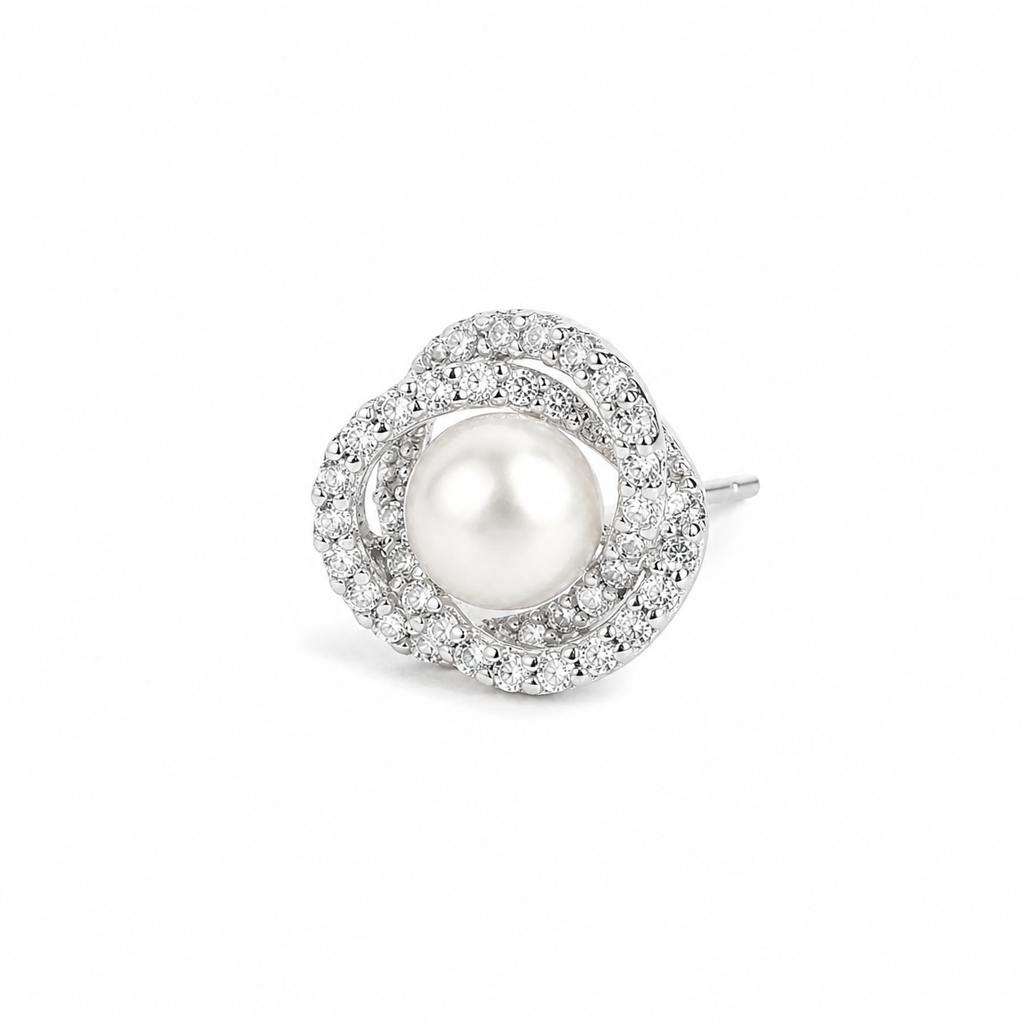 Silver Classic Aura Pearl Earrings : WER00102
