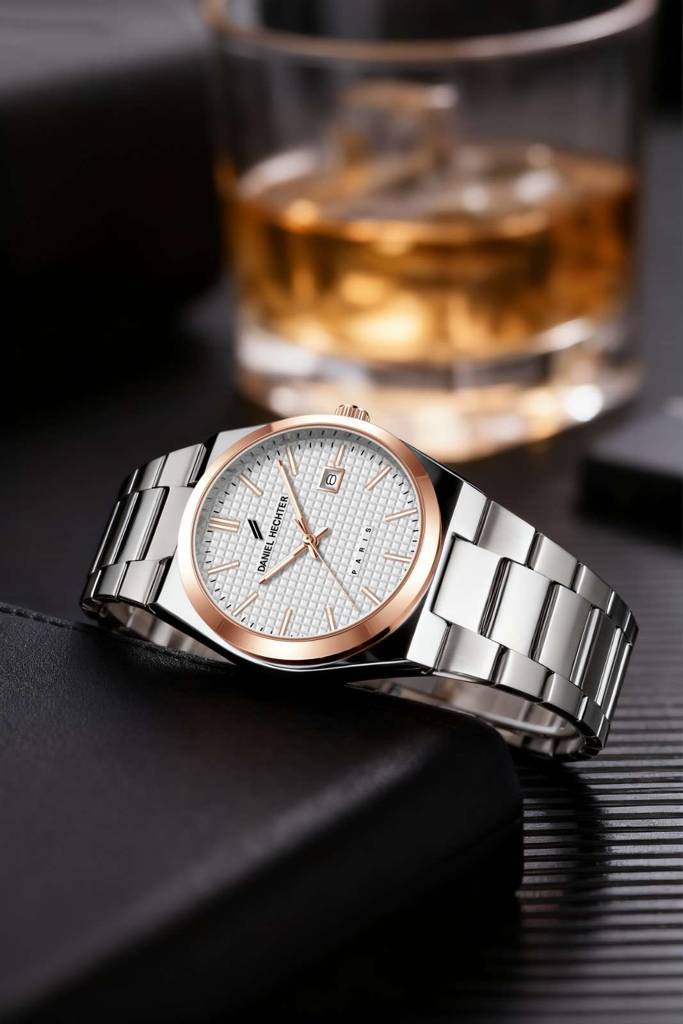 Daniel Hechter Paris Hoche Collection Formal Analog Watch For Men – Round Dial And Silver Stainless Steel Strap W : DHM1026-22