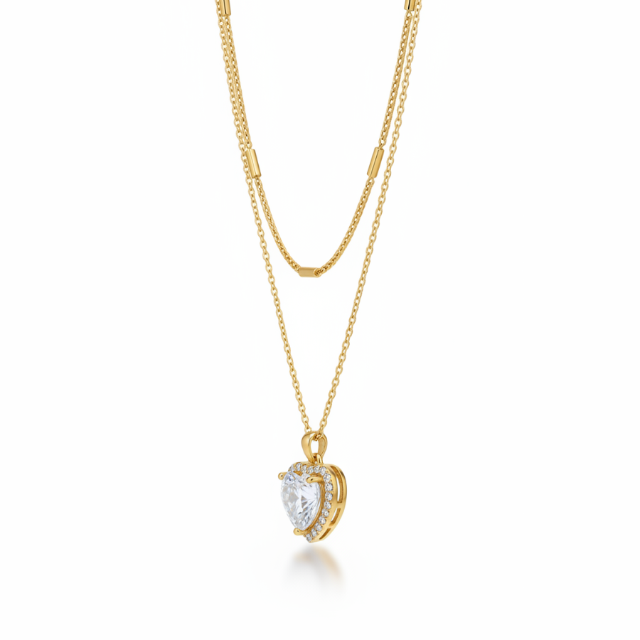 Double Layer Pendant Necklace For Women – Elegant Two Layer Chain Design With Minimal Modern Finish | Premium Eve : 5087100085