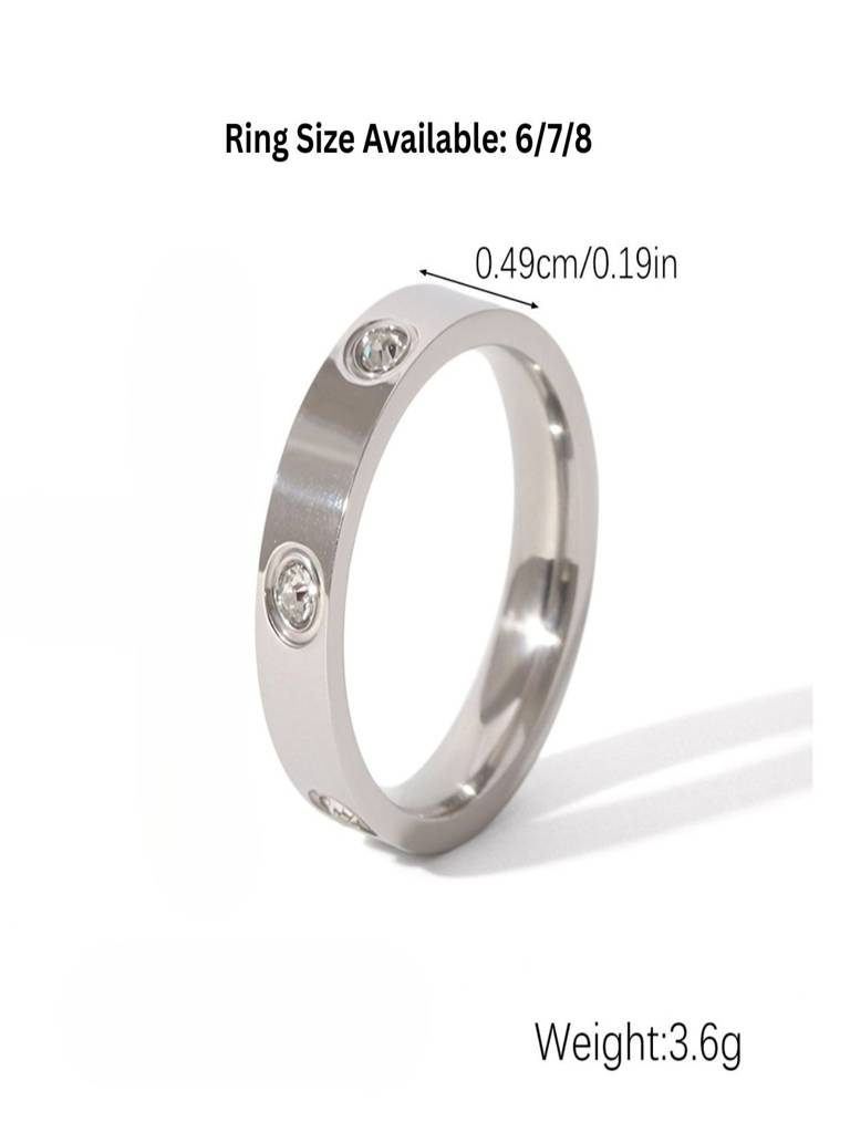 Round Zircon Minimal Ring 18K Plated Waterproof Anti-Tarnish : AHC0925R137S_6