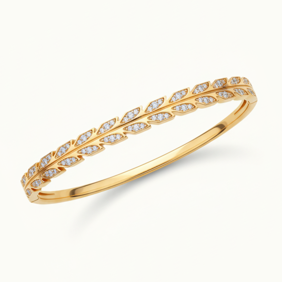 Leaf Bangle Bracelet For Women | Elegant Nature Inspired Bangle Jewellery : 416984676