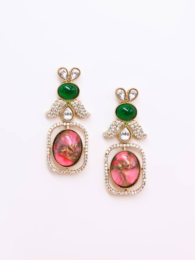 Himani Earrings | Marble Stone | American Diamond : RKER000009
