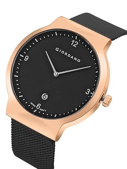 Analog Casual Round Dial Wrist Watch For Men With Mesh Metal Strap And Date Window : GZ-50057-33