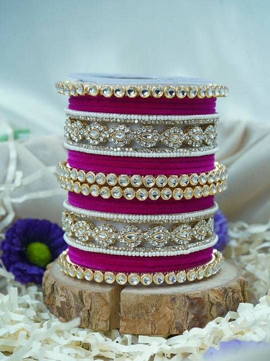 Traditional Velvet Bangles Set For Women : HB-28-24-RANI