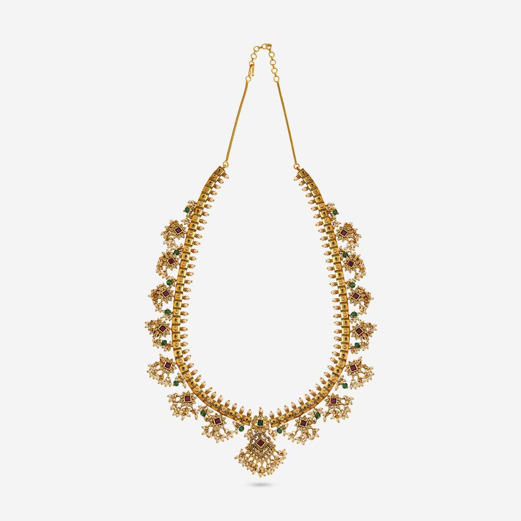 Ruby-Green Gold Plated - Bridesmaid Antique Necklace - 457145 : 457145