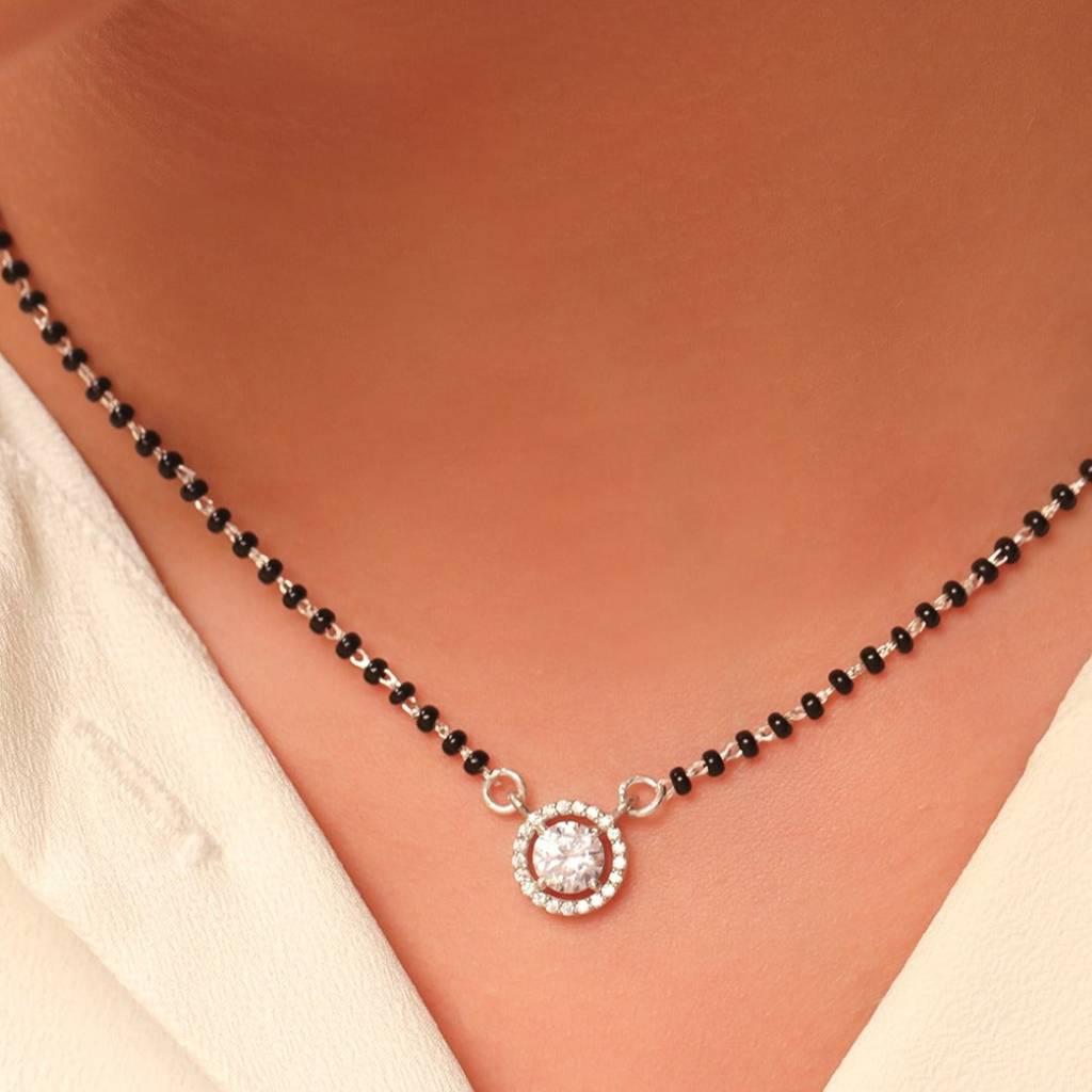 Radiant Union 925 Sterling Silver Rhodium-Plated Mangalsutra : MGS-10051-C-R