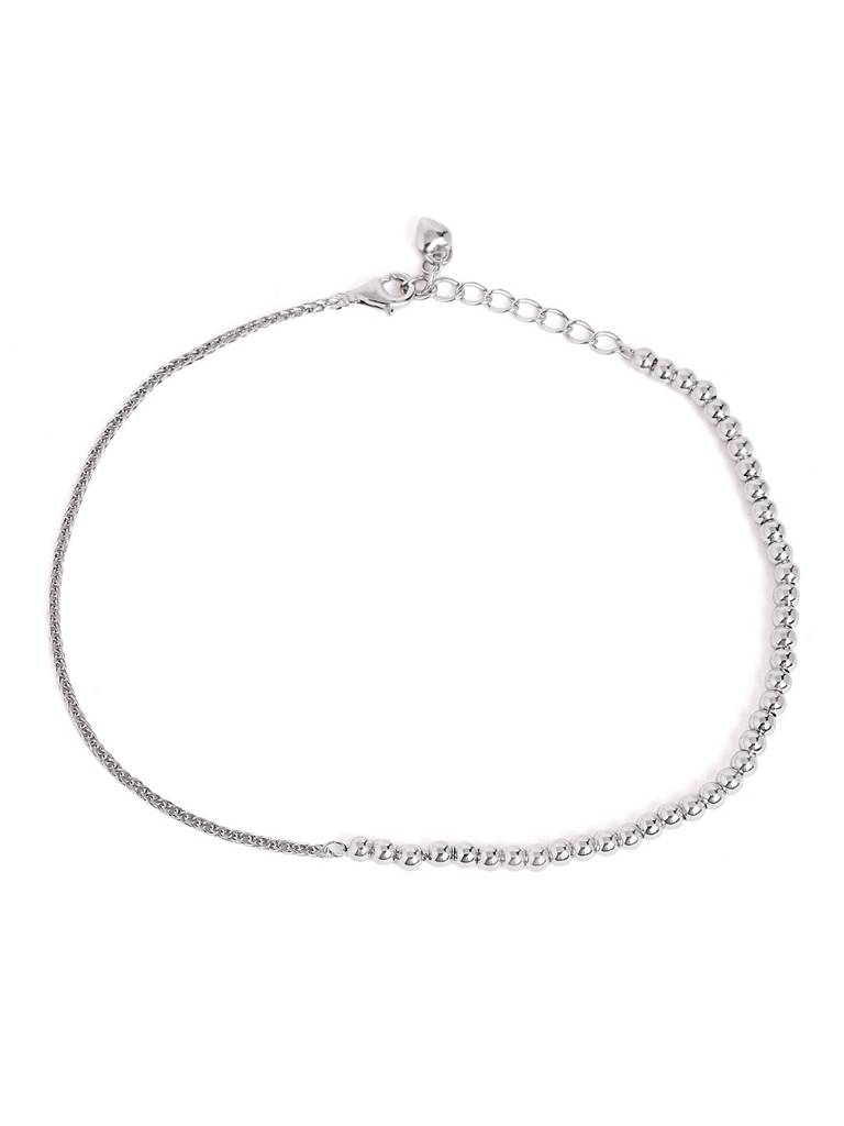 Silver Classic Beaded Adjustable Anklet : WAN00025
