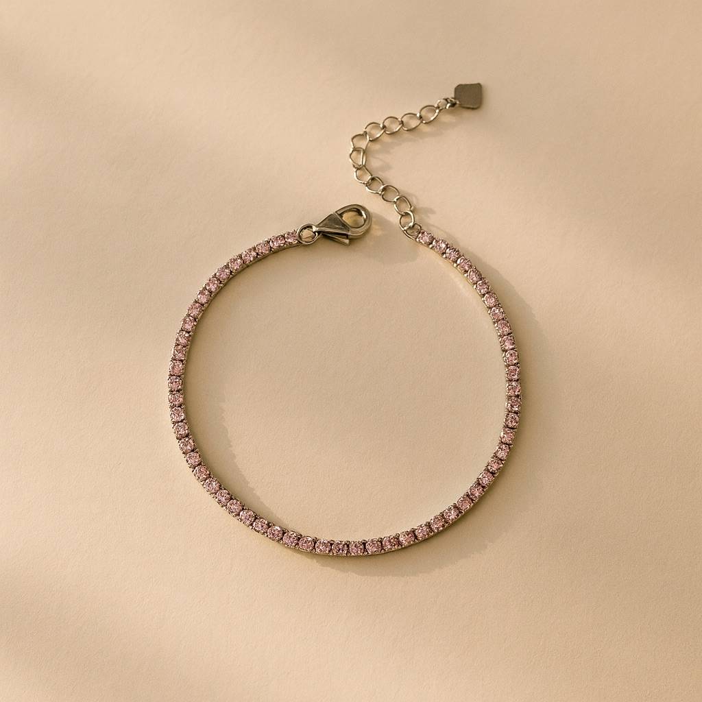 2Mm Light Pink Tennis Bracelet : 2MMLIGHTPINKTENNISBRACELET