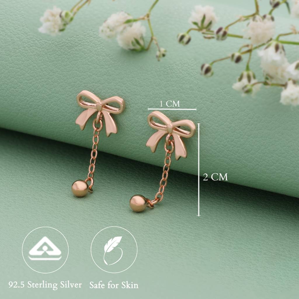 Bow Chain Silver Earring : ED-25