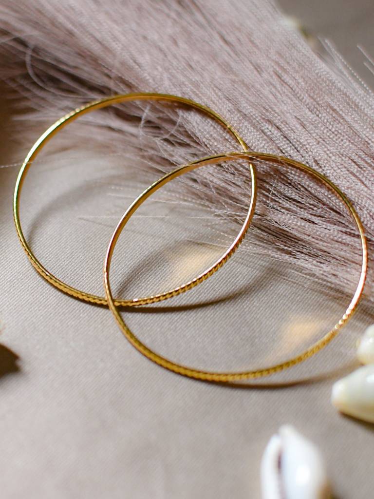 Classic 18K Gold Bangles Â Anti-Tarnish, Everyday Wear (Set Of 2) : ATB587BD1