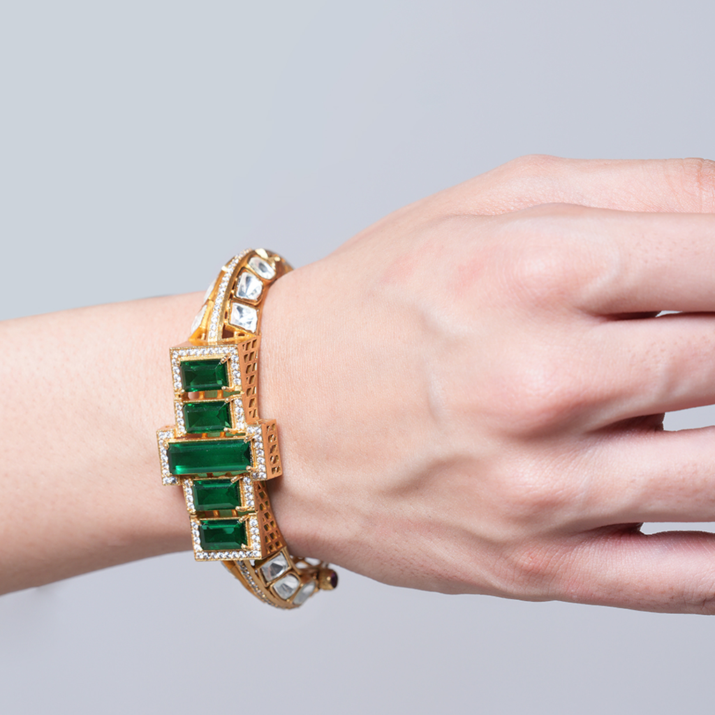 Designer Green Colored Kundan Bracelet : CAO0011MPS