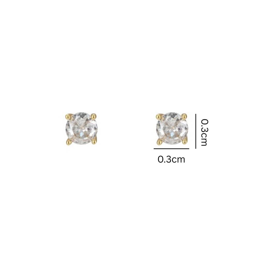 14K Gold Plated Anti-Tarnish Red Zircon Huggie And Stud Earring Set : AXY0925E1033RWC
