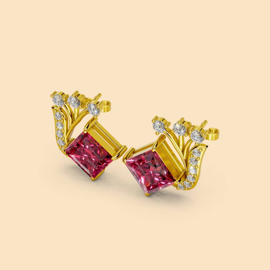 Gold Vermeil Crimson Earrings | Pure Silver With The Thickest Gold Layer : TSER-CRI-22K-70062