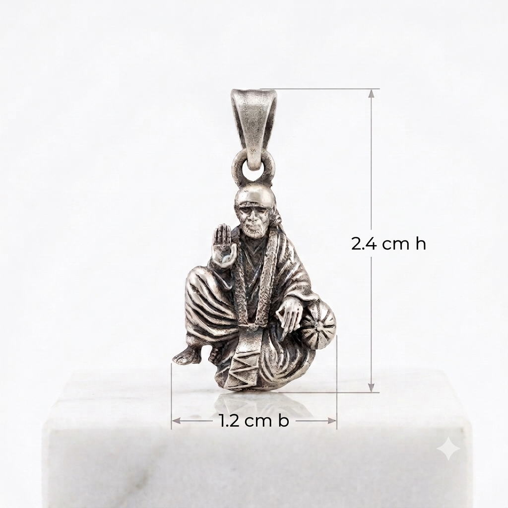 Sai Baba 925 Sterling Silver Pendant For Men And Women | Spiritual Religious God Pendant : TWIN157