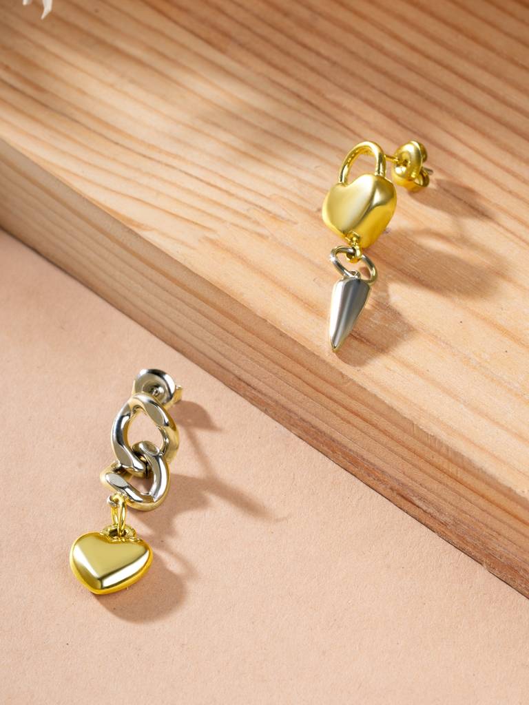 Palmonas Lovely Heart Mismatched Dangle Earring For Women - Waterproof & Anti-Tarnish : ER0220