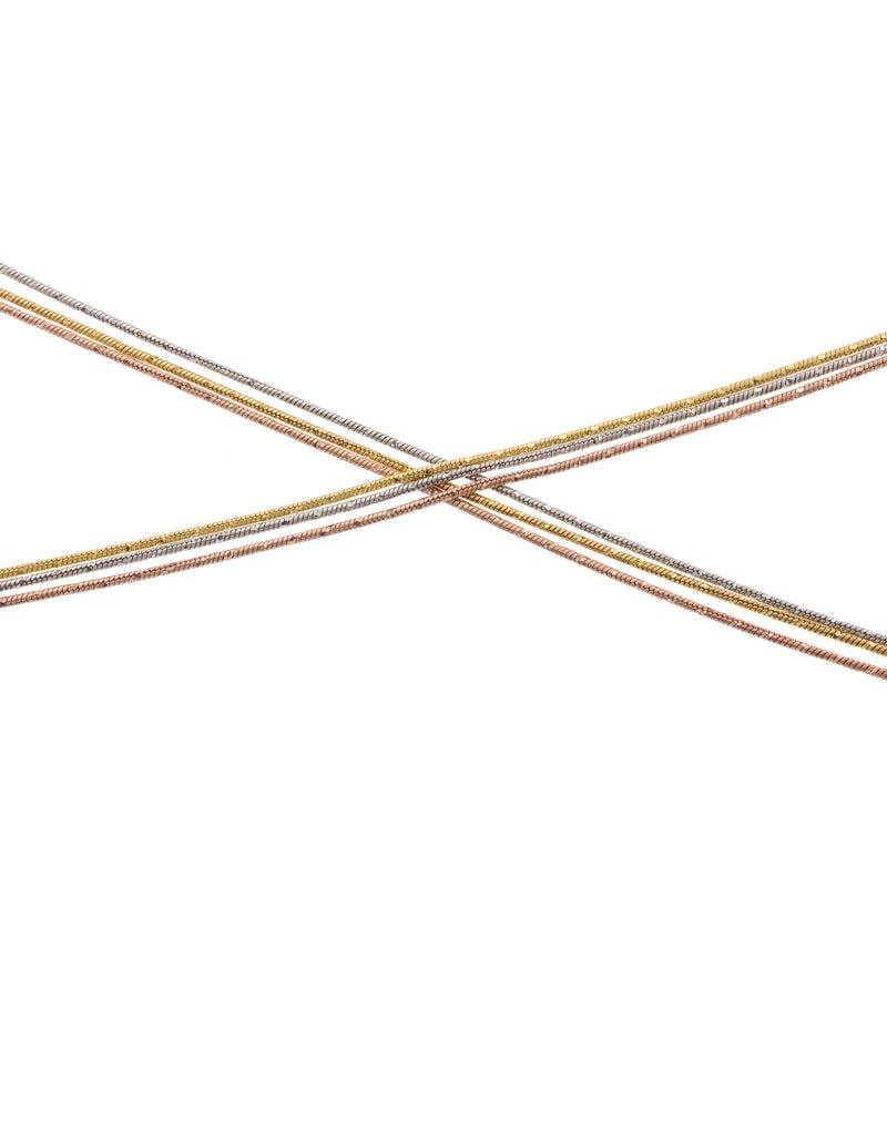 Trio Tone Layered Sterling Silver Anklet : AK-10024-1-MLT