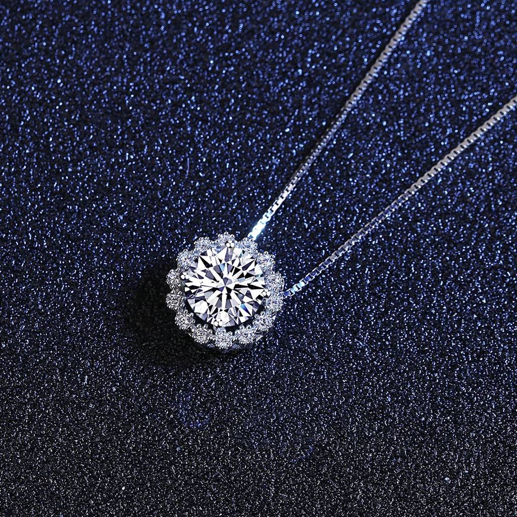 Frosted Halo Moissanite Stud Earrings And Pendant For Women And Girls : FrostedHalo_MSN005