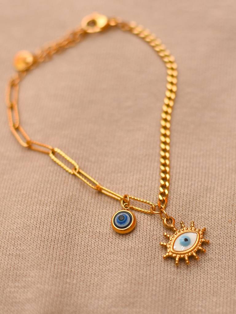 Evil Eye Gold Bracelet Â Anti-Tarnish, Adjustable & Waterproof : ATCB585EECCB