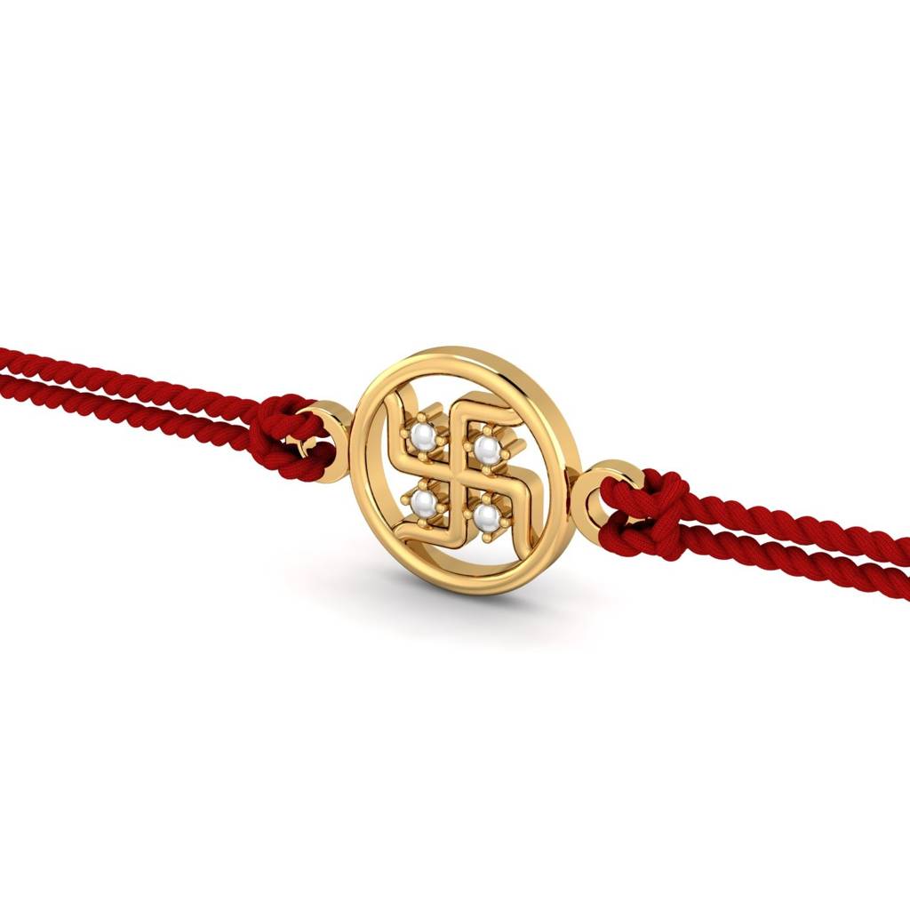 9K Yellow Gold Gold Swastika Rakhi : RA2013_9K