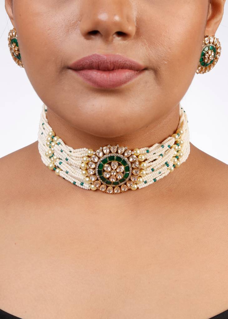 Moissanite Polki Necklace Set 12 : PJ137