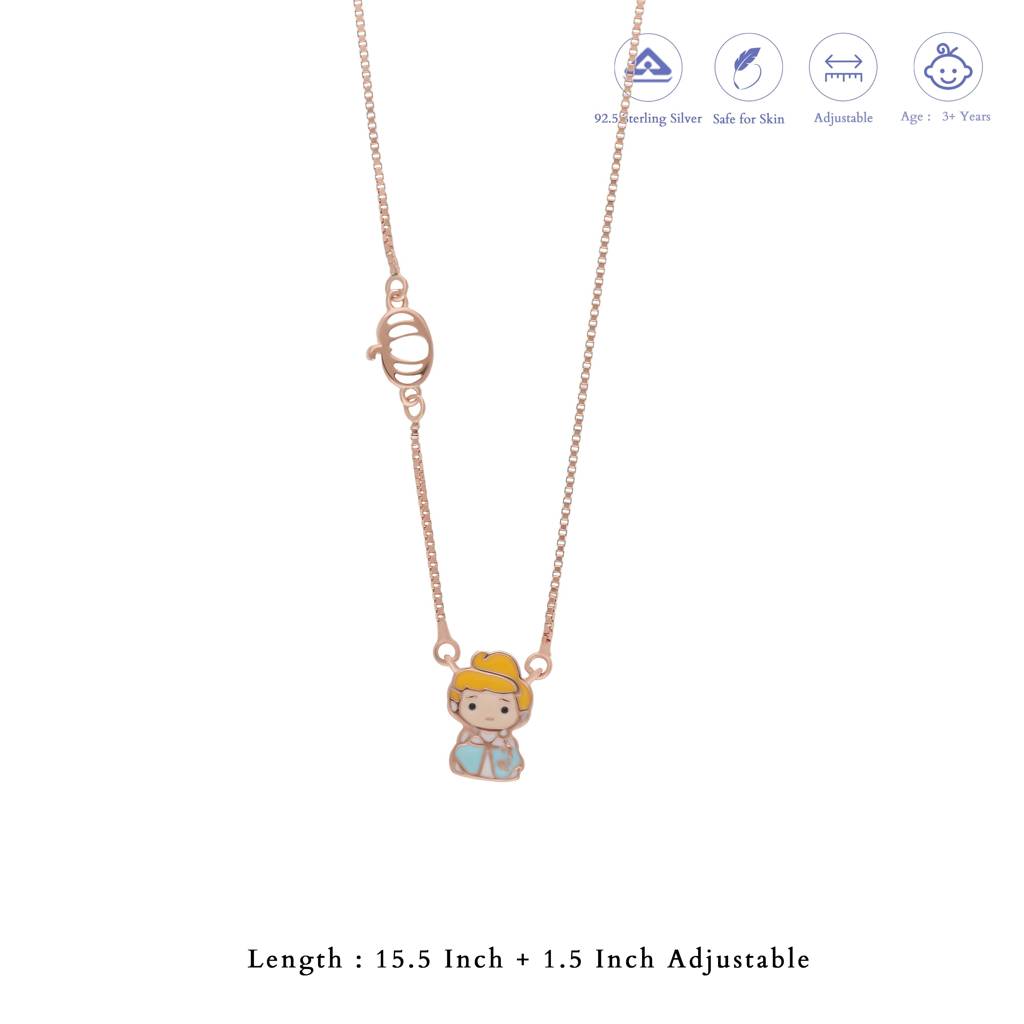 Iyal Fairytale Princess Rose Gold Polish Silver Kids Pendant (3+ Years) | 925 Hallmark | Occasional Wear Gift : KP-KP-RG-U-139-S