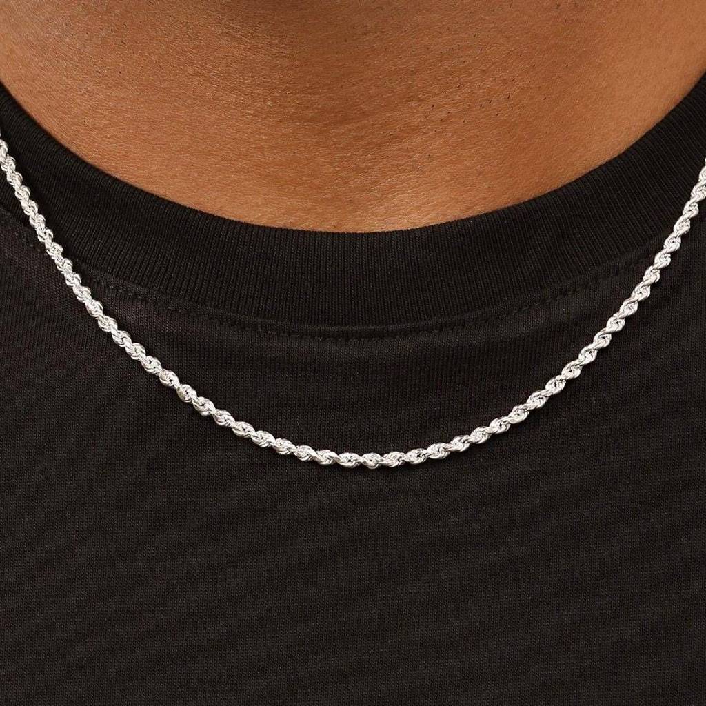 Modern Twist Rhodium-Plated 925 Sterling Silver Chain : M-CH-10068-20-3-S