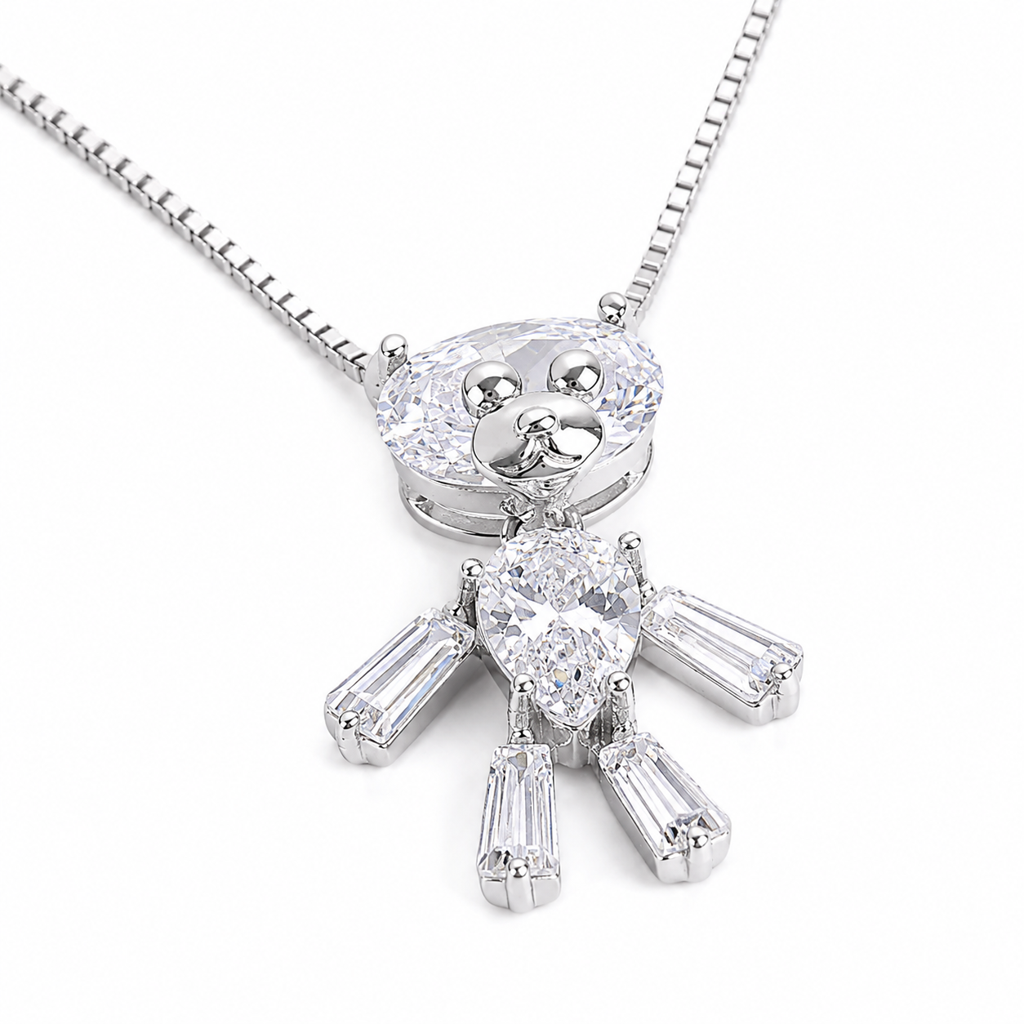 Silver Designer Teddy Bear Pendant Chain : WNH00134