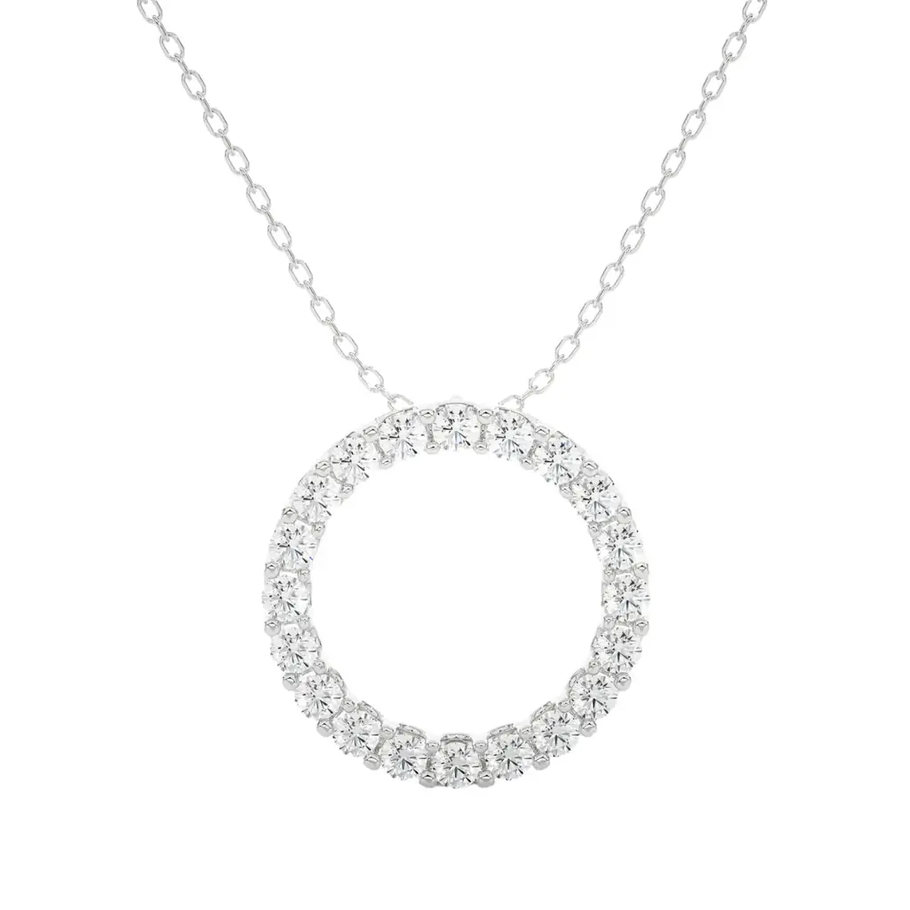 Round Moissanite Delicate Circle Pendant - 1.64 Carat : NT-0007-WG