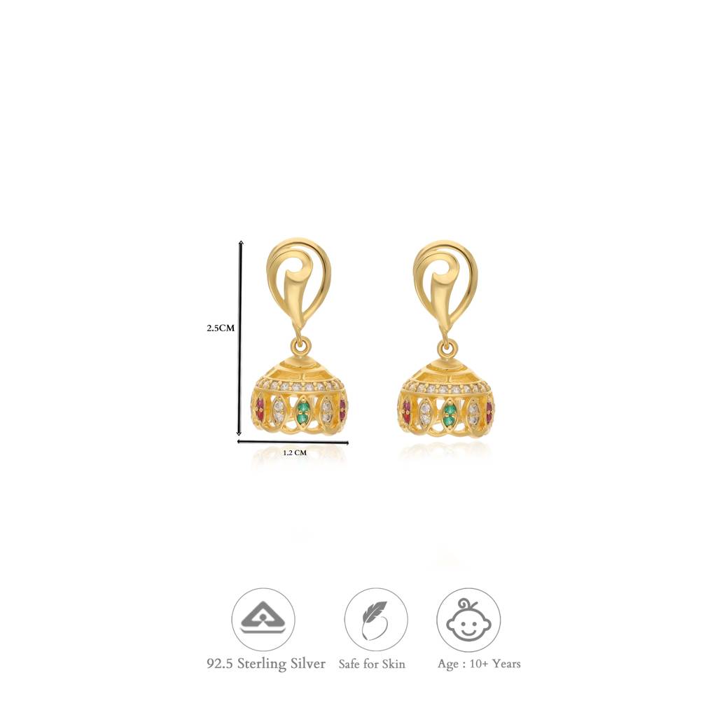 Iyal Prakriti Gold Polish Silver Traditional Kid Earring : KE-TR-GO-N-126-P