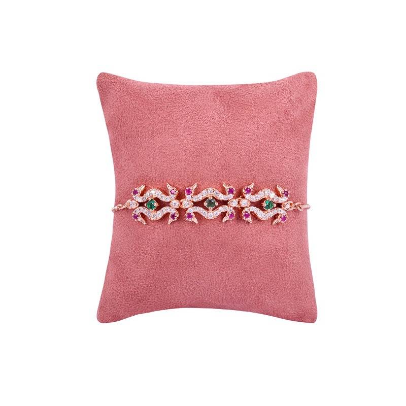 Glam Cz Peacock Bracelet Adjustable Bracelet | Festive & Party Wear : AD-175-RGRBGNBR