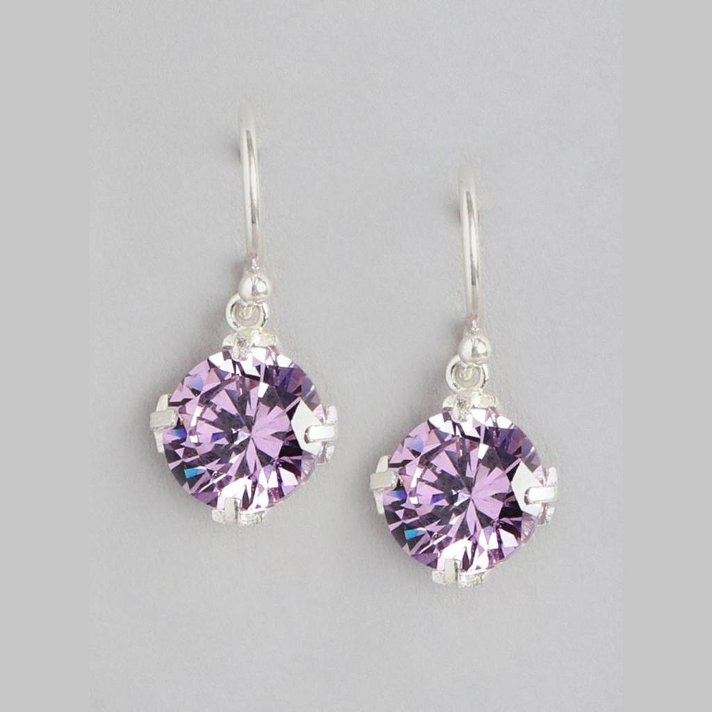 Whispering Elegance Silver Dangle Earrings Adorned With Cubic Zirconia : EAR-20391