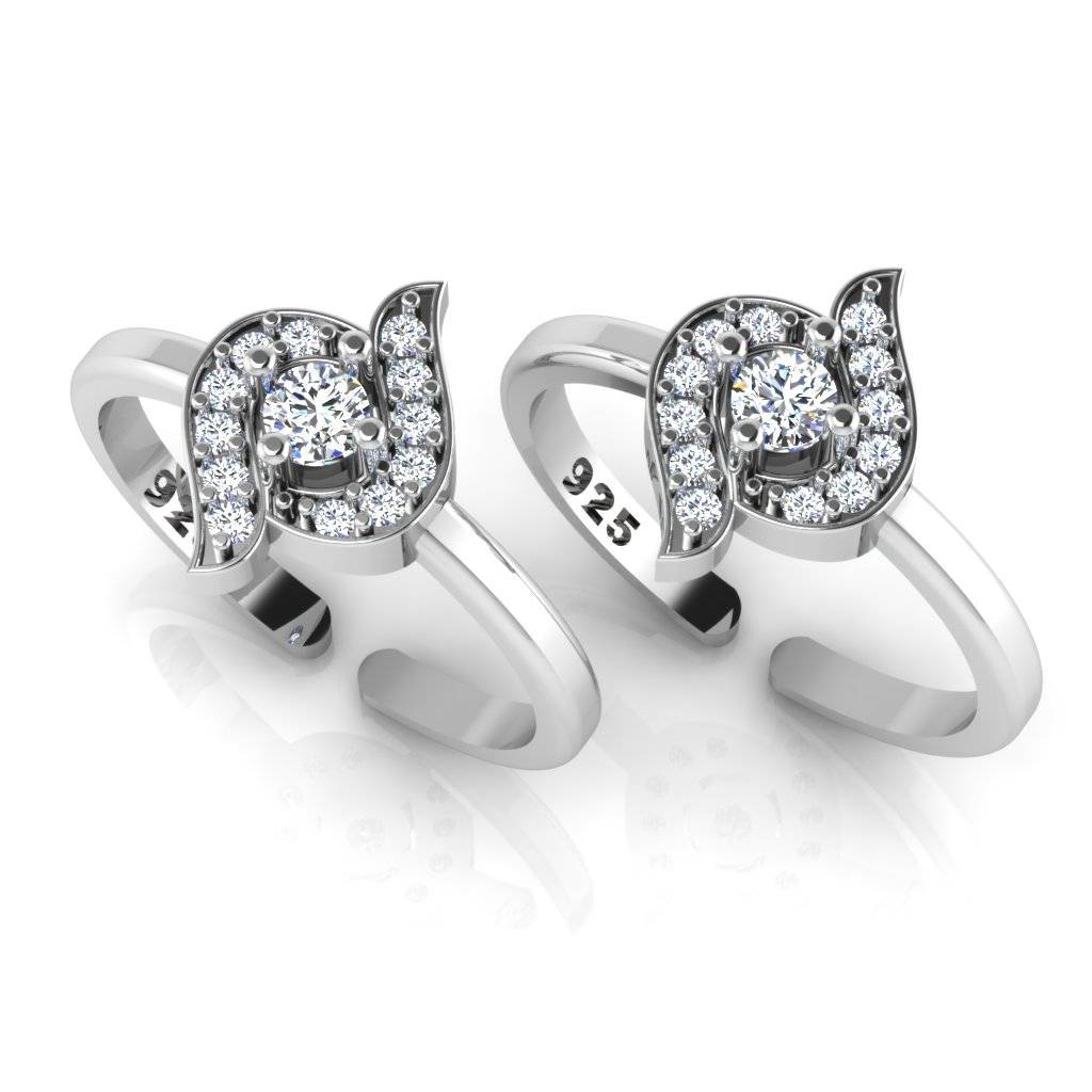Iski Uski 925 Sterling Silver Antique Stylish Cz Toe Rings